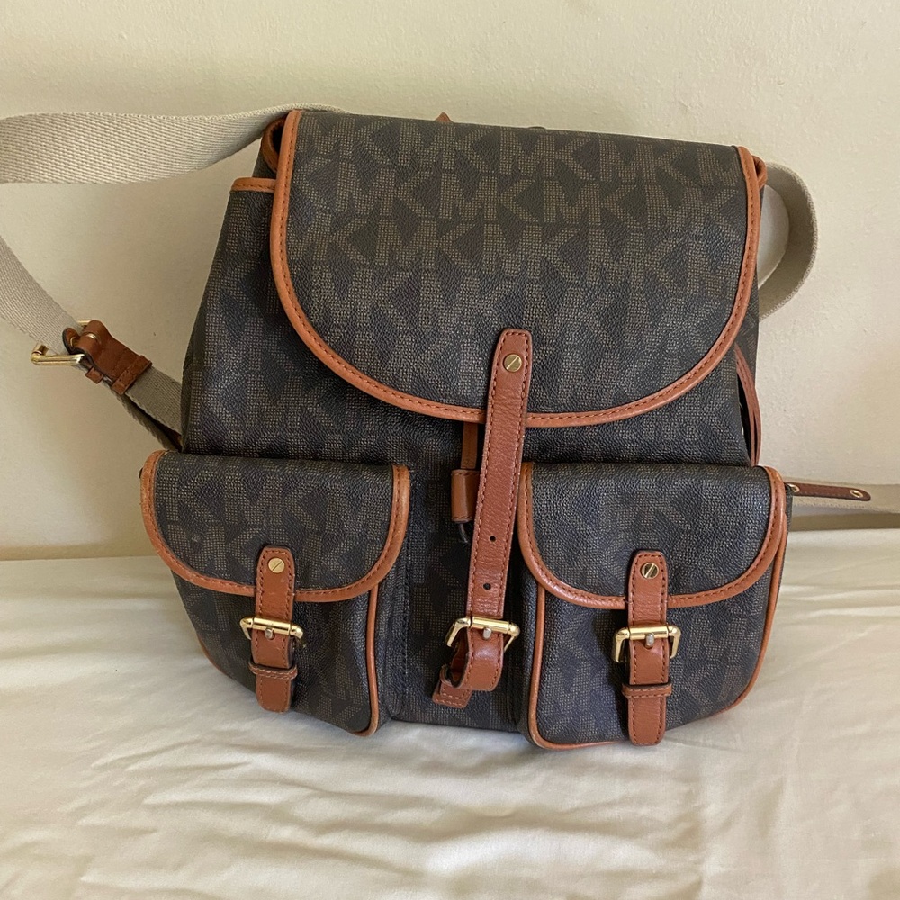 Michael Kors Signature Backpack in Brown and Tan
